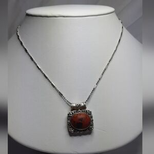 Red Jasper Sterling Silver Necklace